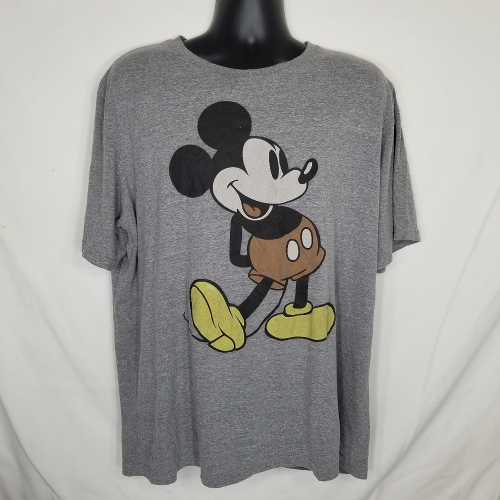 Mens Disney Mickey Mouse Heather Gray Graphic Short Sleeve T-Shirt 2X (50/52)
